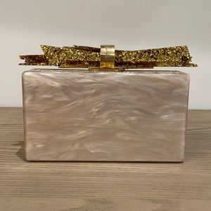 Edie Parker Marble Gold Clutch